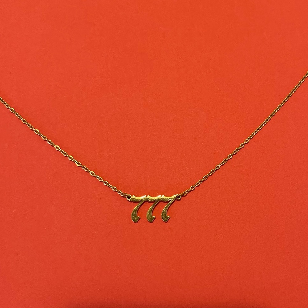 Elegant Gold Angel Number 777 Necklace
